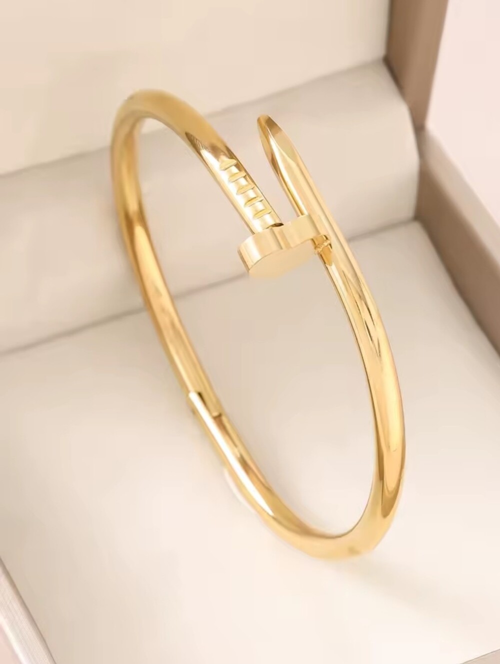 Gold Heart Shape Nail Cuff Bracelet - Picture 6 of 8